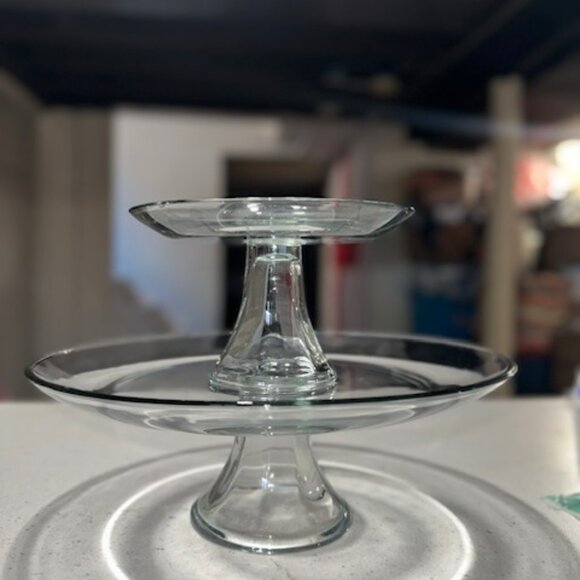 Anchor Hocking 2 set cake stand (part of the "Presence" cake stand set) - Picture 3 of 5